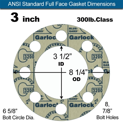 Garlock 3200 SBR Full Face Gasket - 300 Lb. - 1/8