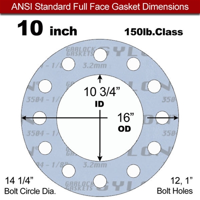 Garlock GylonÂ® 3504 Full Face Gasket - 150 Lb. - 1/8