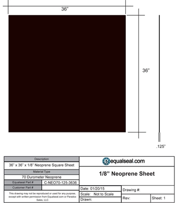 Neoprene Sheet 70 Durometer - 1/8